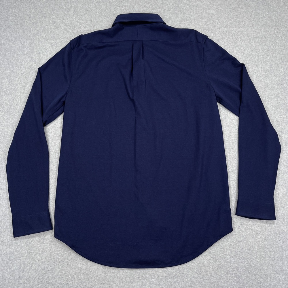Ralph Lauren Knit Oxford Shirt Mens Large Navy Blue Stretch Flesh Pony Cotton - Picture 3 of 12